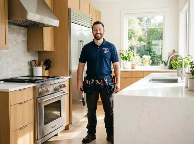 Appliance Repair Hero technician in a Bishopville, MD kitchen after an appliance repair